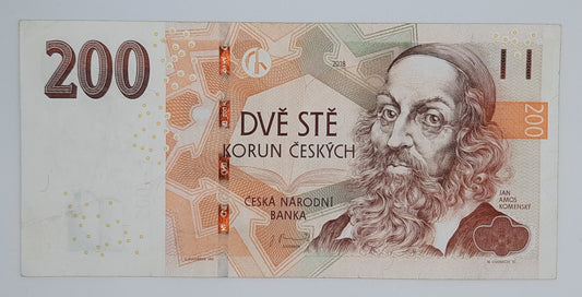 2018 Czech Republic, Ceska Narodni Banka - 200 Czech Korun /Koruna Banknote Serial No. P62 999375 P-19