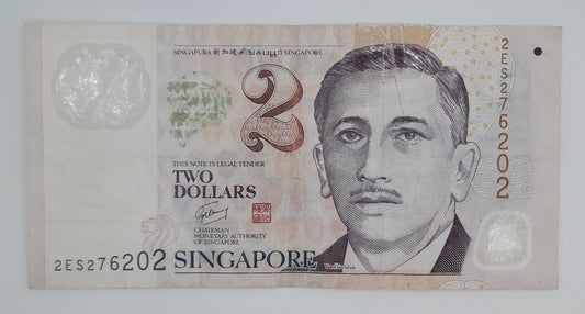 2006 SINGAPORE / Singapura - 2 (Two) Singapore Dollars SGD Banknote Serial No. 2ES 276202 P -46a