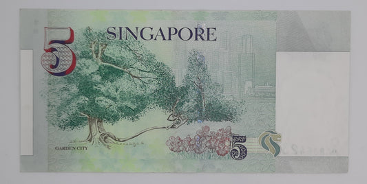 1999 SINGAPORE / Singapura - 5 (Five) Singapore Dollars SGD Banknote Serial No. 0CR 864233 P-39
