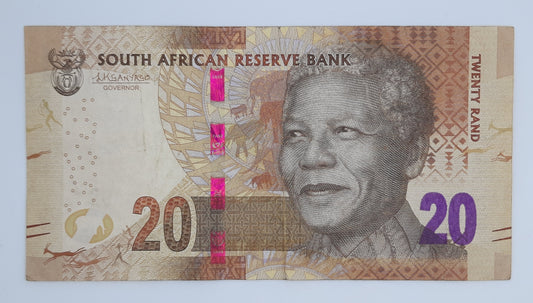 2015 South African Reserve Bank / 20 South African Rand ZAR Banknote, Bill No. RQ 9475666 B P-139b
