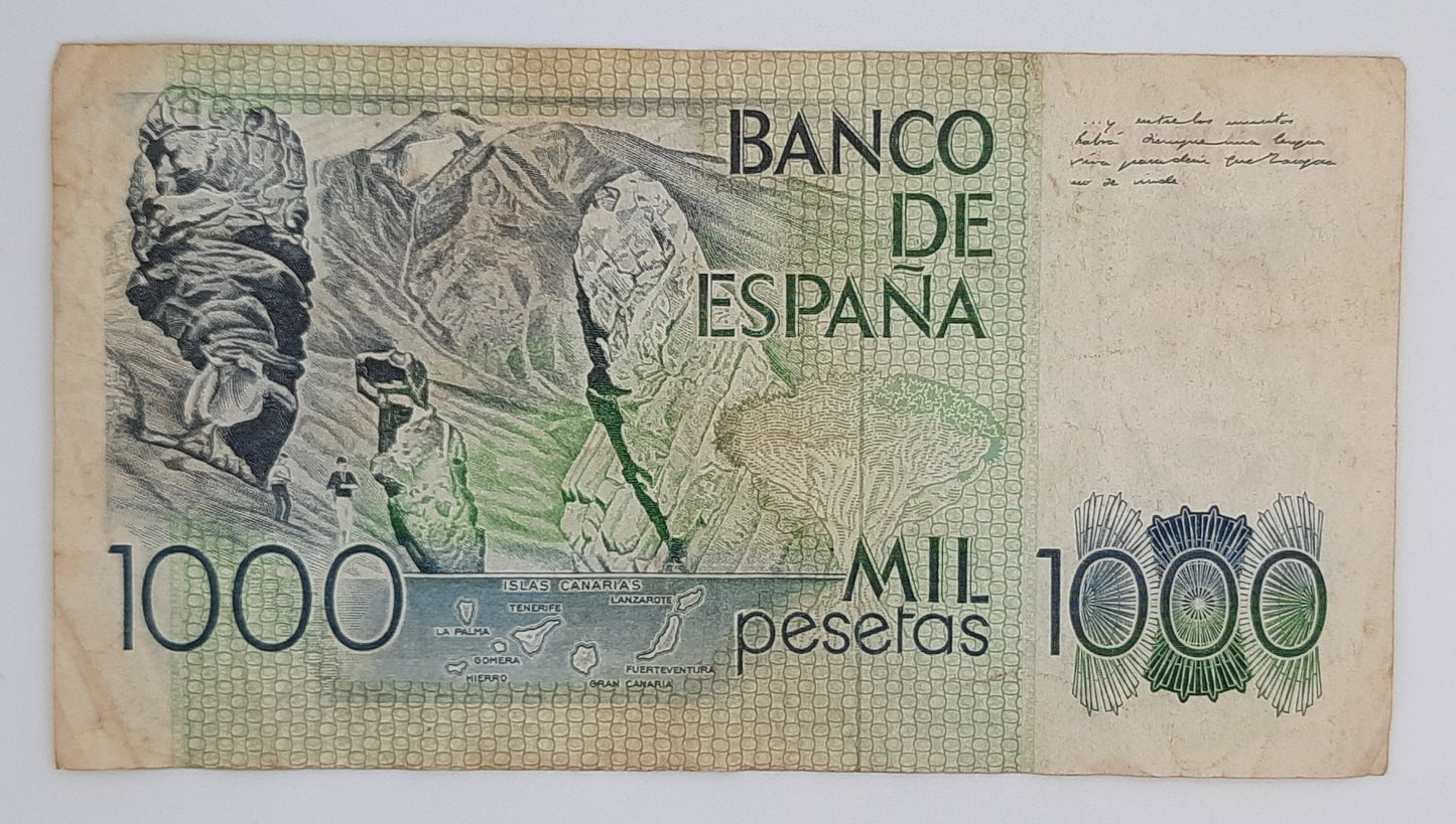 1979 Spain, Banco De Espana - 1000 Spanish Pesetas Banknote ESP Serial No  5A 1138372 P-158