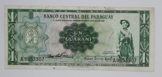 1963 - Paraguay, Banco Central Del Paraguay - 1 (One) Guarani Banknote Serial No. A 9853907 P-193