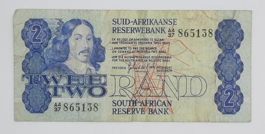 1981 South African Reserve Bank / 2 (Two) South African Rand ZAR Banknote, Bill No. A437 865138 P-118b