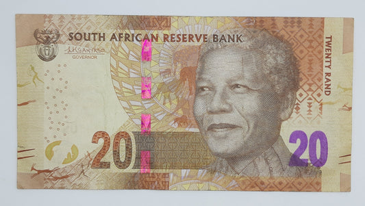 2015 South African Reserve Bank / 20 South African Rand ZAR Banknote, Bill No. RV 9290141 B P-139b