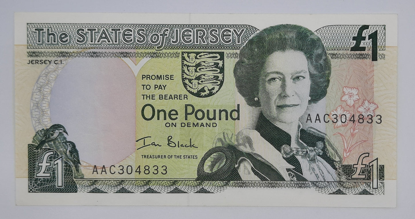 2000 States of Jersey, Channel Islands - 1 (One) Jersey Pound Banknote Serial No. AAC 304833 P-26b