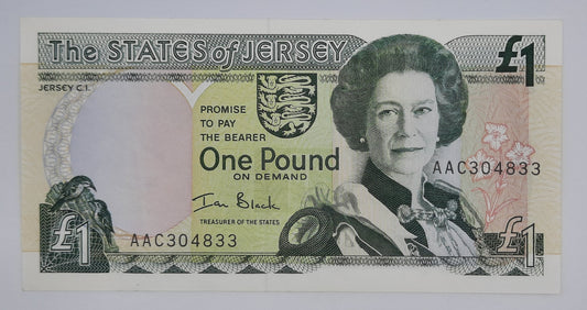 2000 States of Jersey, Channel Islands - 1 (One) Jersey Pound Banknote Serial No. AAC 304833 P-26b