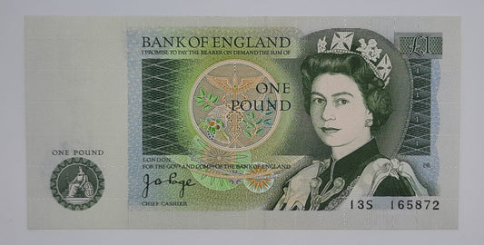 1978 Bank of ENGLAND, UK - £1 (One) British Pound Banknote Serial No.13S 165872 P-377a