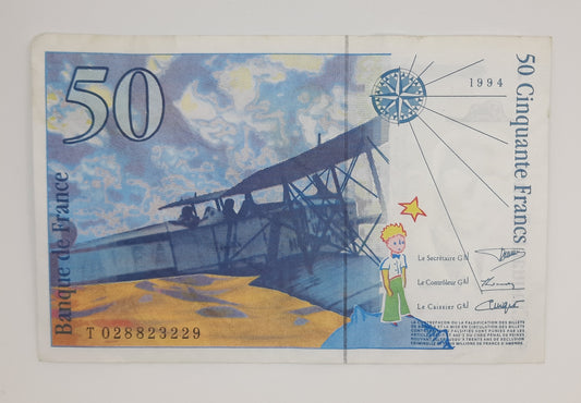 1994 Banque De France - 50 (Fifty) French Francs Banknote Serial No. T028823229 P-157