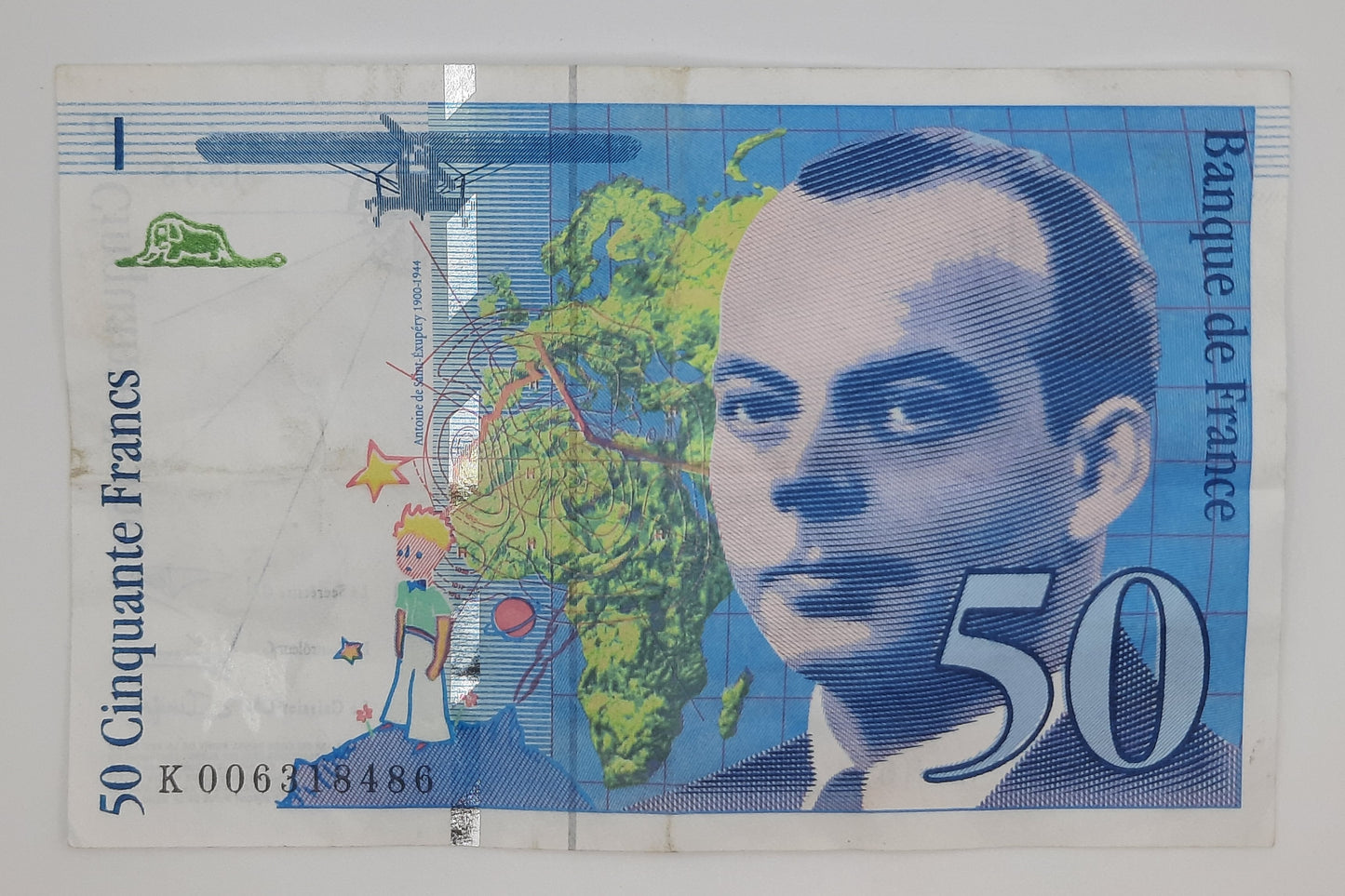 1993 Banque De France - 50 (Fifty) French Francs Banknote Serial No. K 006318486 P-157