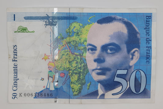 1993 Banque De France - 50 (Fifty) French Francs Banknote Serial No. K 006318486 P-157