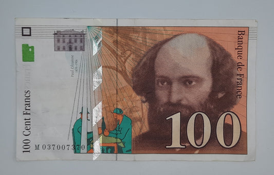 1997 Banque De France - 100 French Francs Banknote Serial No. M 037007370 P-158