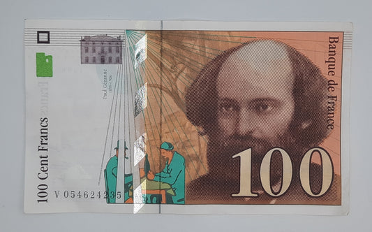 1998 Banque De France - 100 French Francs Banknote Serial No. V 054624235 P-158