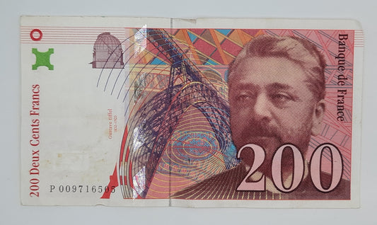 1996 Banque De France - 200 French Francs Banknote Serial No. P 009716505 P-159