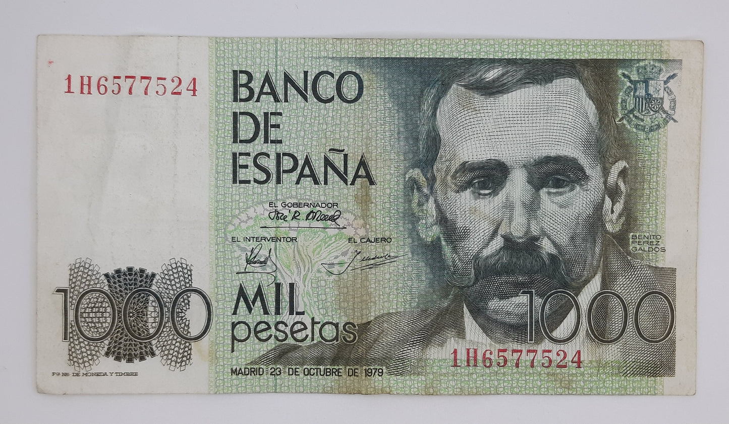 1979 Spain, Banco De Espana - 1000 Spanish Pesetas Banknote ESP Serial No  1H 6577524 P-158  P-158