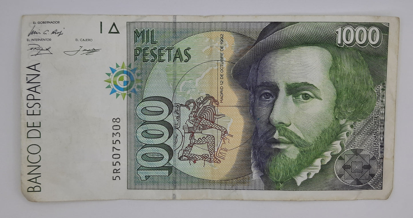 1992 Spain, Banco De Espana - 1000 Spanish Pesetas Banknote ESP Serial No  5R 507308 P-163