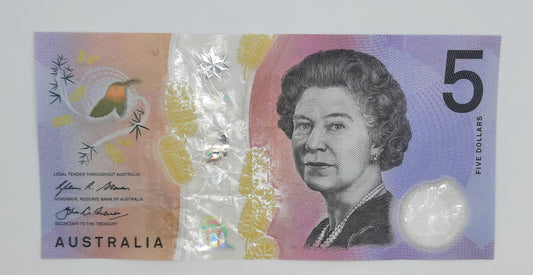 2016 Reserve Bank of Australia - 5 (Five) AUD Australian Dollar Banknote Serial No. BB16277088 P-62a