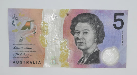 2016 Reserve Bank of Australia - 5 (Five) AUD Australian Dollar Banknote Serial No. CF 160879751 P-62a