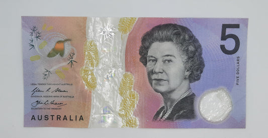 2016 Reserve Bank of Australia - 5 (Five) AUD Australian Dollar Banknote Serial No. CB 161568916 P-62a
