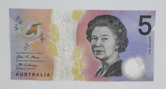 2016 Reserve Bank of Australia - 5 (Five) AUD Australian Dollar Banknote Serial No. EF 163129365 P-62a