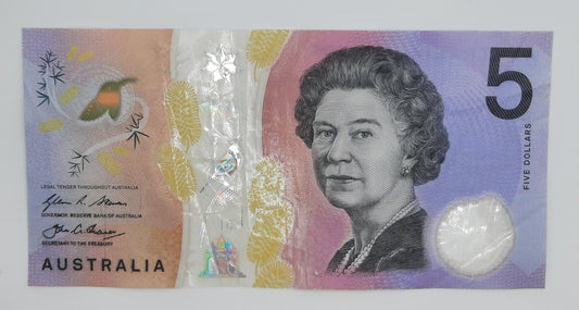 2016 Reserve Bank of Australia - 5 (Five) AUD Australian Dollar Banknote Serial No. DB 164020993 P-62a