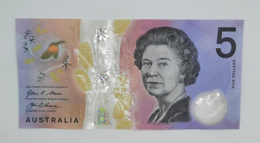 2016 Reserve Bank of Australia - 5 (Five) AUD Australian Dollar Banknote Serial No. EI 160306240 P-62a