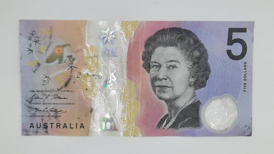 2016 Reserve Bank of Australia - 5 (Five) AUD Australian Dollars Banknote Serial No. ED 162704470 P-62a