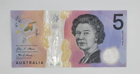 2016 Reserve Bank of Australia - 5 (Five) AUD Australian Dollars Banknote Serial No. DG 163444607 P-62a