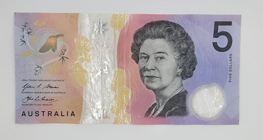 2016 Reserve Bank of Australia - 5 (Five) AUD Australian Dollars Banknote Serial No. BD 162995798 P-62a