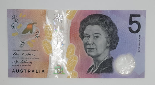 2016 Reserve Bank of Australia - 5 (Five) AUD Australian Dollars Banknote Serial No. EG 161507121 P-62a
