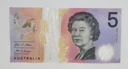 2016 Reserve Bank of Australia - 5 (Five) AUD Australian Dollars Banknote Serial No. BJ 160989574 P-62a