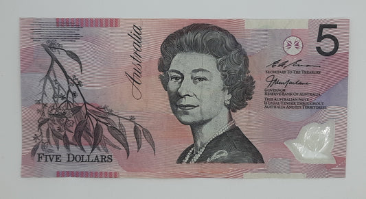 1997 Reserve Bank of Australia - 5 (Five) AUD Australian Dollars Banknote Serial No. BF 97091046 P-51c