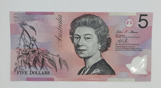 2013 Reserve Bank of Australia - 5 (Five) AUD Australian Dollars Banknote Serial No. DH 13492236 P-57h