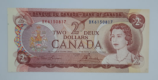 1974 Bank of Canada / Banque Du Canada - 2 (Two) Canadian Dollars CAD Banknote P-86