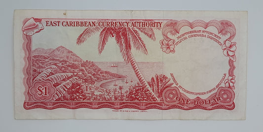 1965 Saint Kitts & Nevis, Eastern Caribbean Currency Authority  - 1 (One) XCD Dollar Banknote Serial No. B95 622903 P-13k