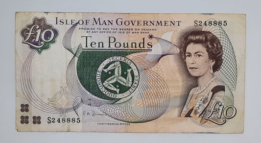 2007 Isle of Man Government - 10 Pounds Manx IMP Banknote Serial No. S2 48885