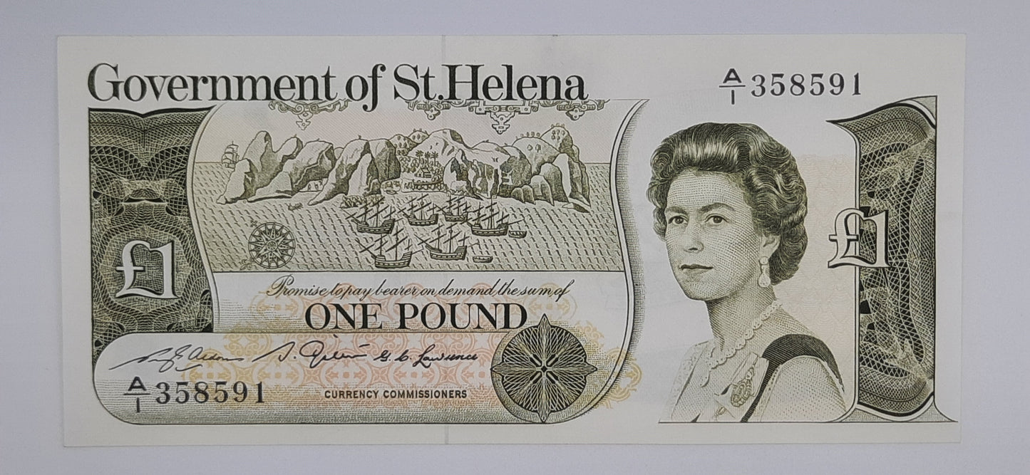 1979 Government of St. Helena - 1 (One) Pound SHP Banknote First Run Serial No. A1 358591 P-9