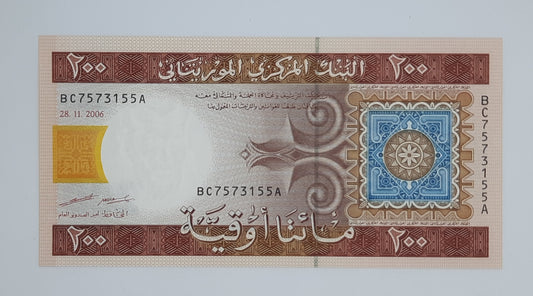2006 Mauritania, Banque Centrale De Mauritanie - 200 Ouguiya Banknote Pick P-11b UNC