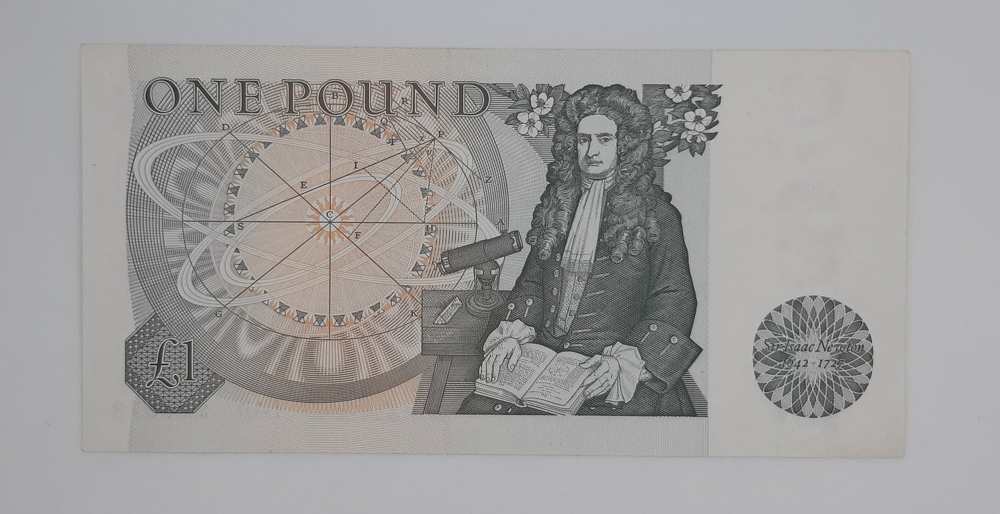 1978 Bank of ENGLAND, UK - £1 (One) British Pound Banknote Serial No.14D 907973 P-377a