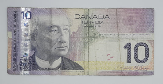 2005 Bank of Canada / Banque Du Canada - 10 Canadian Dollars CAD Banknote Serial No. BFE 0218112 P-102a