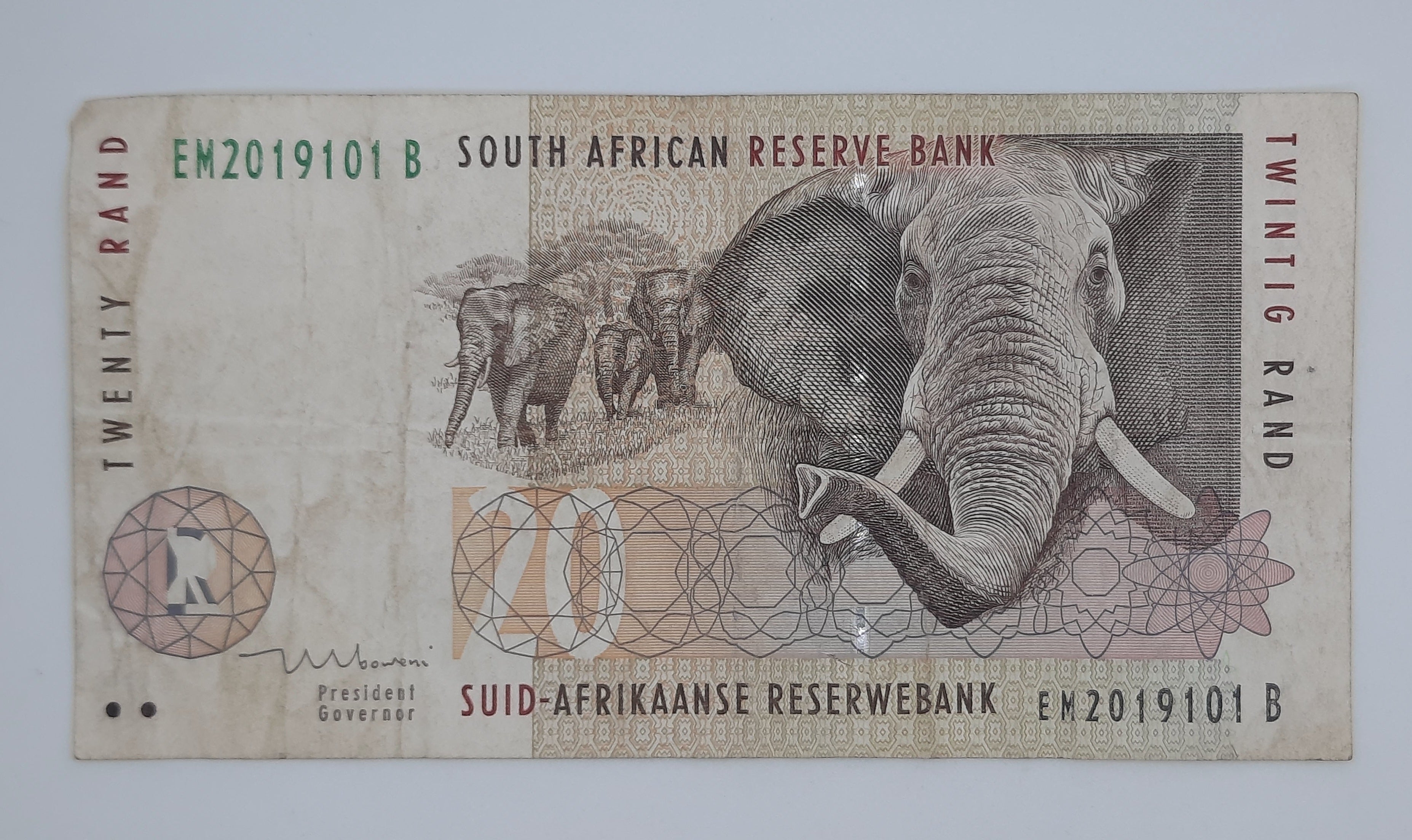 20 Rand Note Image 1999 South African Reserve Bank / 20 South African Rand ZAR Banknote S ...
