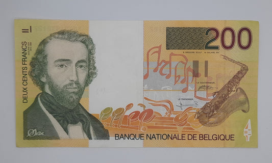 1995 Belgium, Banque Nationale Belgique - 200 Belgian Francs Banknote Serial No. 30601332127 P-148a