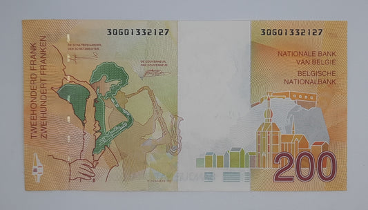 1995 Belgium, Banque Nationale Belgique - 200 Belgian Francs Banknote Serial No. 30601332127 P-148a