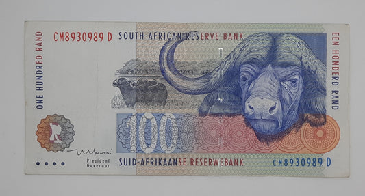 1999 South African Reserve Bank / 100 South African Rand ZAR Banknote Serial No. CM 8930989 D P-126b