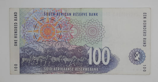 1999 South African Reserve Bank / 100 South African Rand ZAR Banknote Serial No. CM 8930989 D P-126b