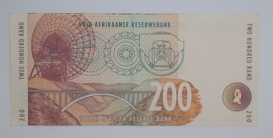 1999 South African Reserve Bank / 200 South African Rand ZAR Banknote Serial No. AC 7221652 E P-127b