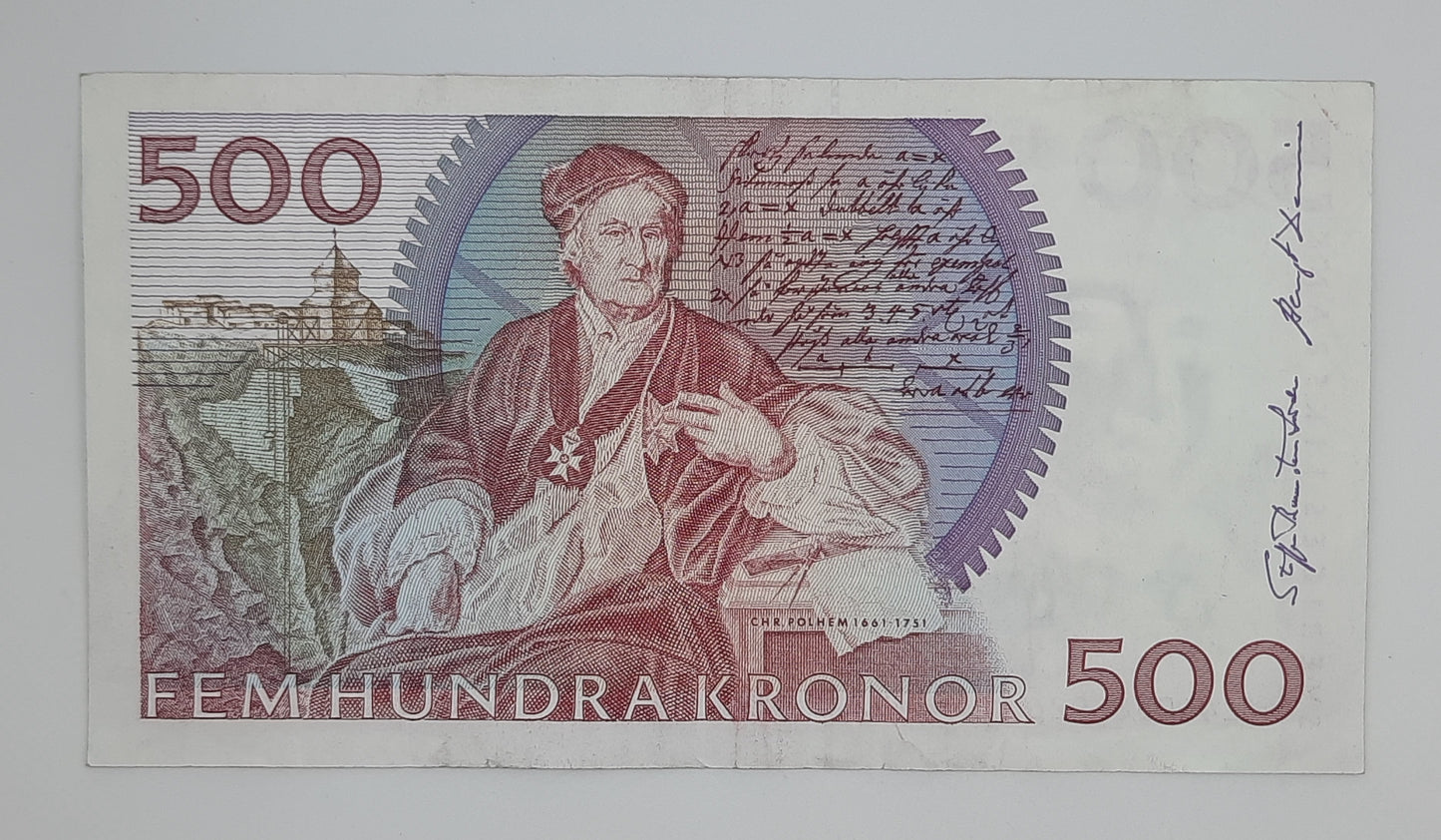1992 Sweden, Sveriges Riksbank - 500 Swedish Kronor SEK Banknote Serial NO. 2440587926 P-59a