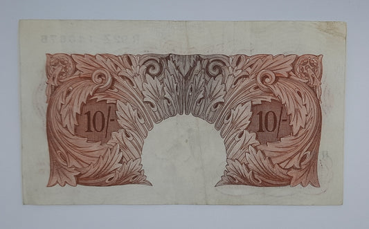 1950 Bank of ENGLAND, UK - 10 /- (Ten) British Shillings Banknote Serial No. R92Z 140676 B--226