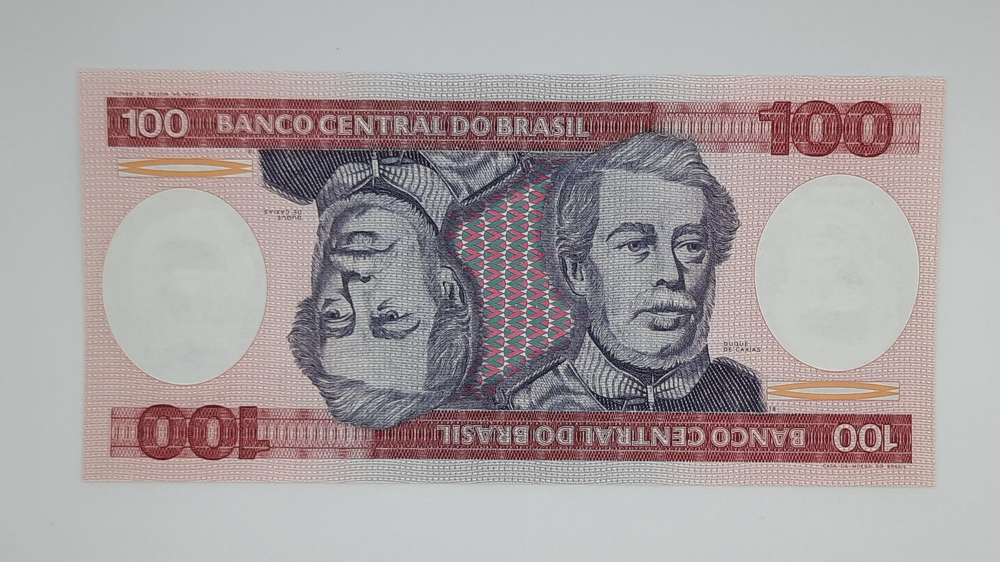 1984  Brazil, Banco Central Do Brasil - 100 Brazilian Cruzeiros Banknote P-198b