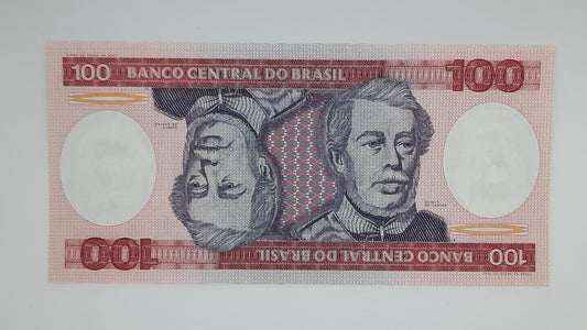 1984  Brazil, Banco Central Do Brasil - 100 Brazilian Cruzeiros Banknote P-198b