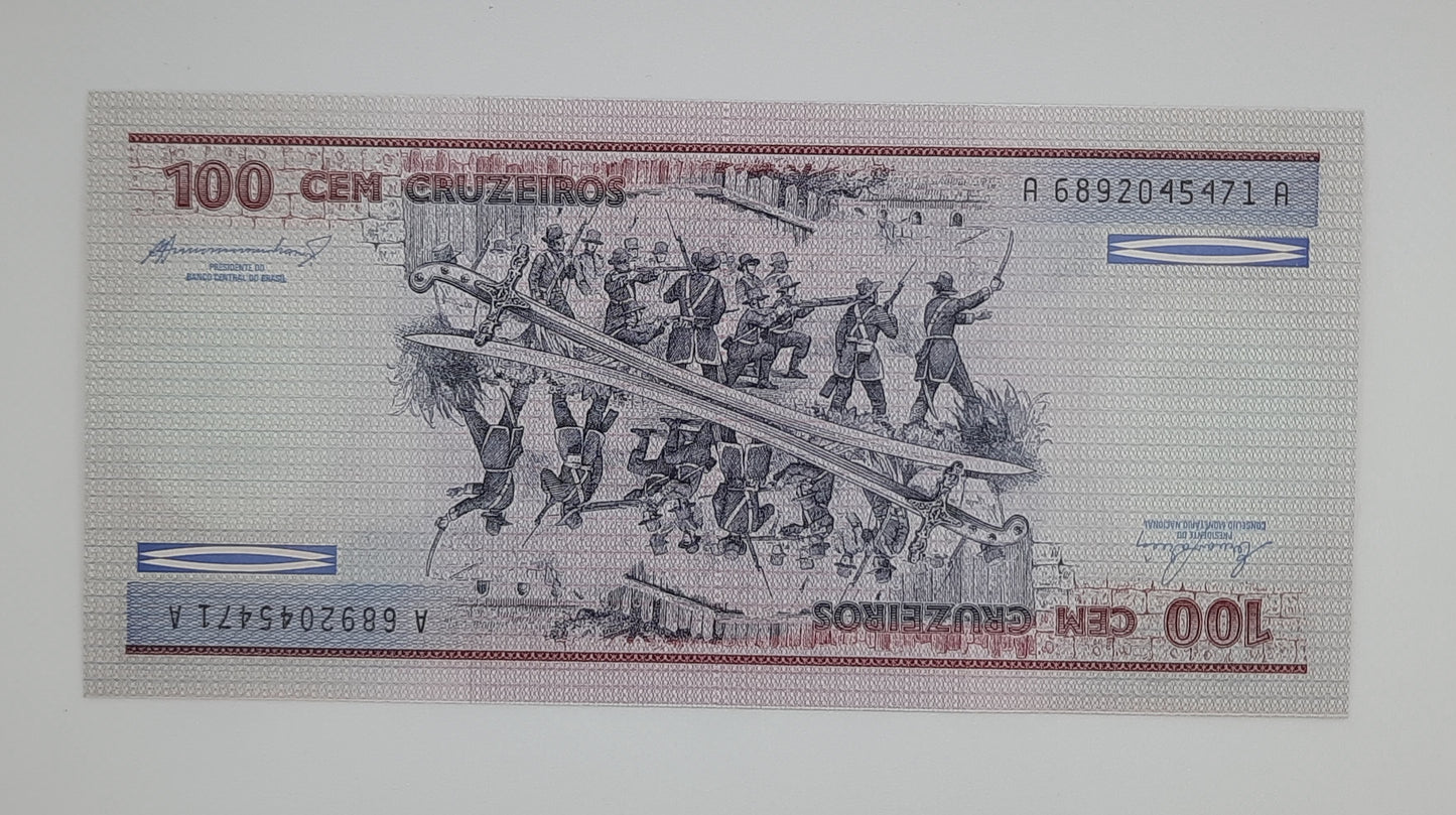 1984  Brazil, Banco Central Do Brasil - 100 Brazilian Cruzeiros Banknote P-198b